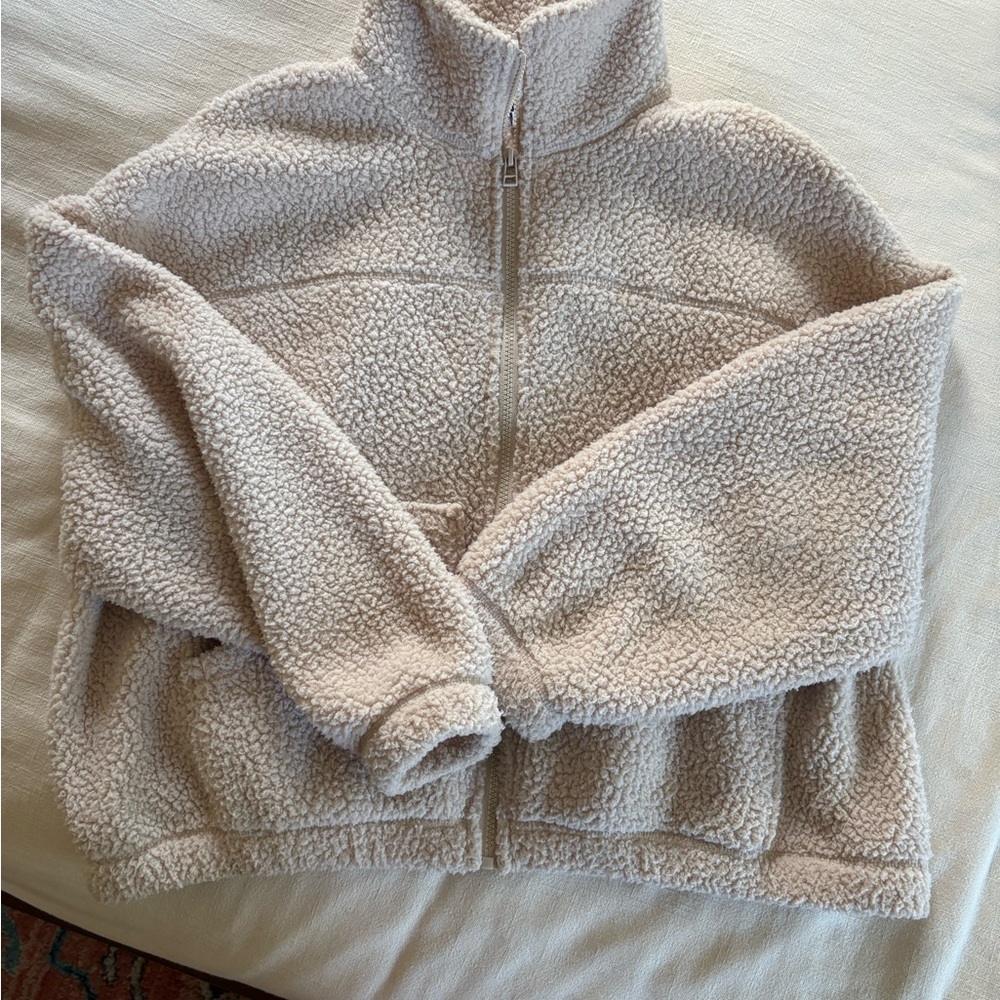 Cropped Light Pink Sherpa Jacket Sz S